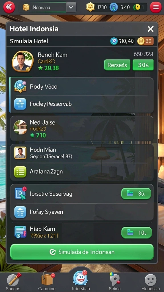 Layar awal yang menampilkan karakter lucu dan penuh warna.